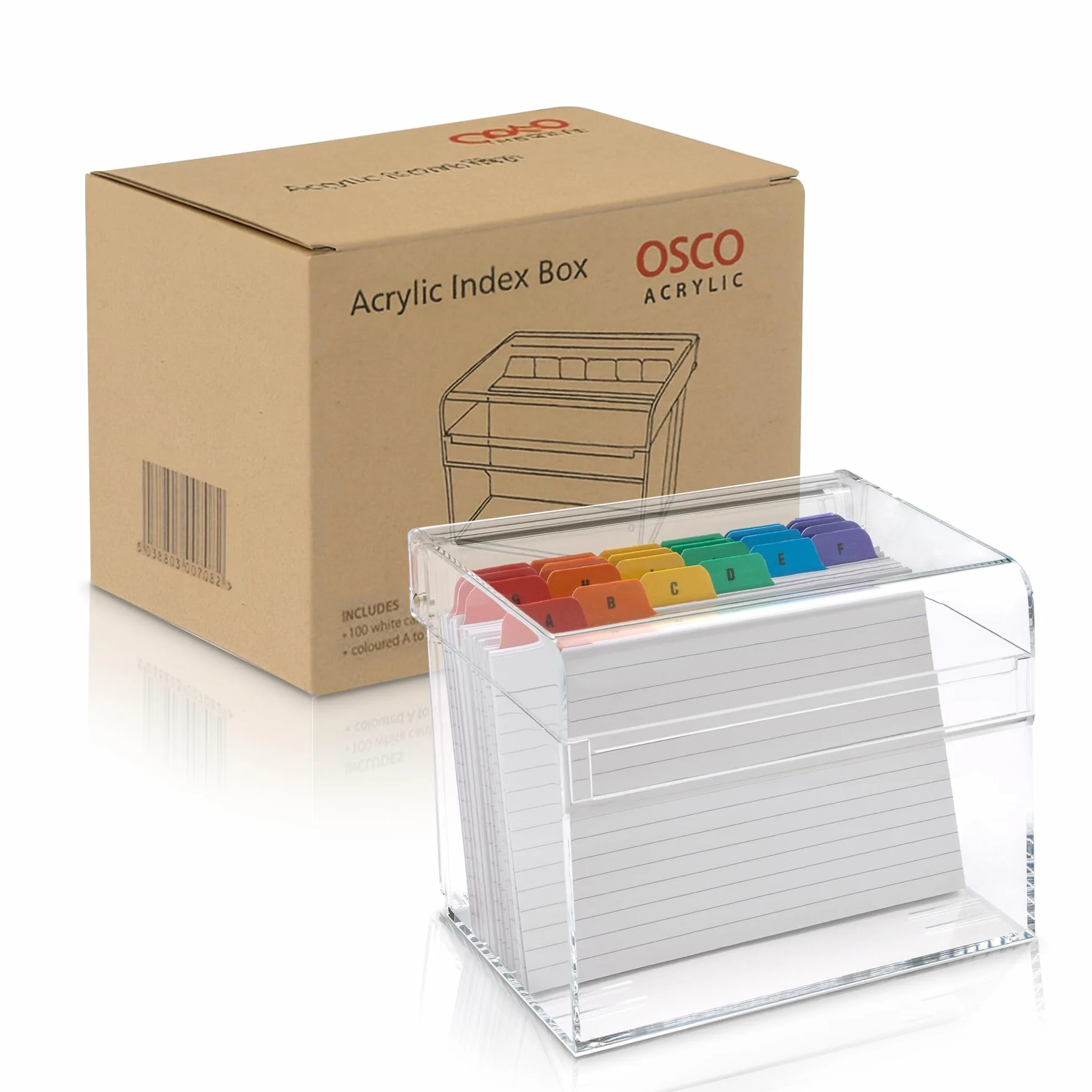 OSCO Boîte d'index en acrylique transparente