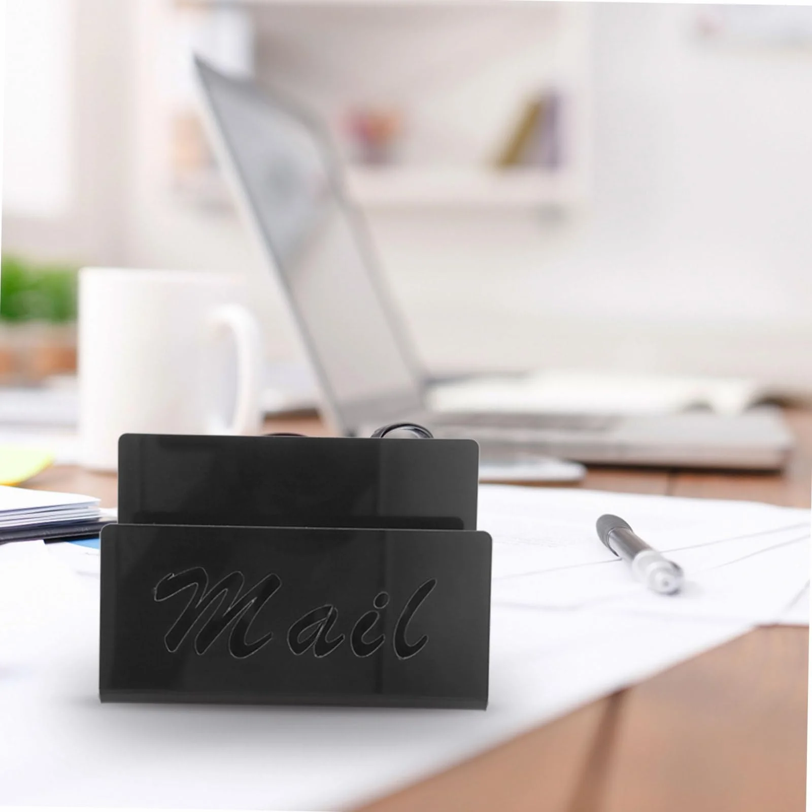 NUOBESTY Organisateur de Bureau en Acrylique Noir Porte-courrier Trieuse de Lettres pour Documents et Courrier