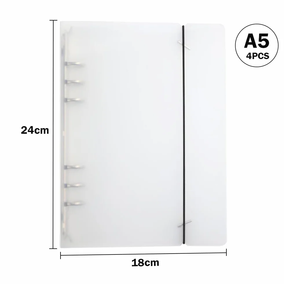 Couverture de Classeur A5 Transparent 6 Anneaux Plastique Protection