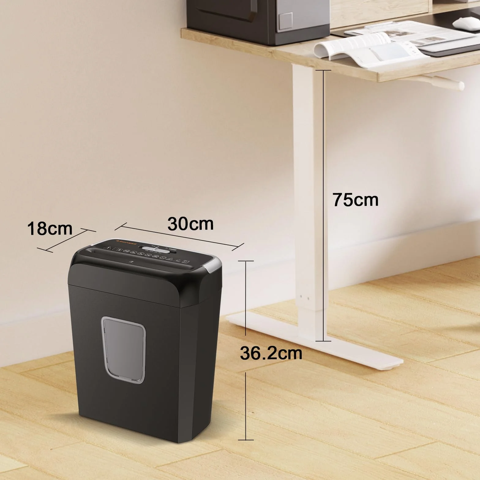 Bonsaii Broyeur Papier 6 Feuilles C237-B 13 litres Déchiqueteuse Cartes Crédit Trombones