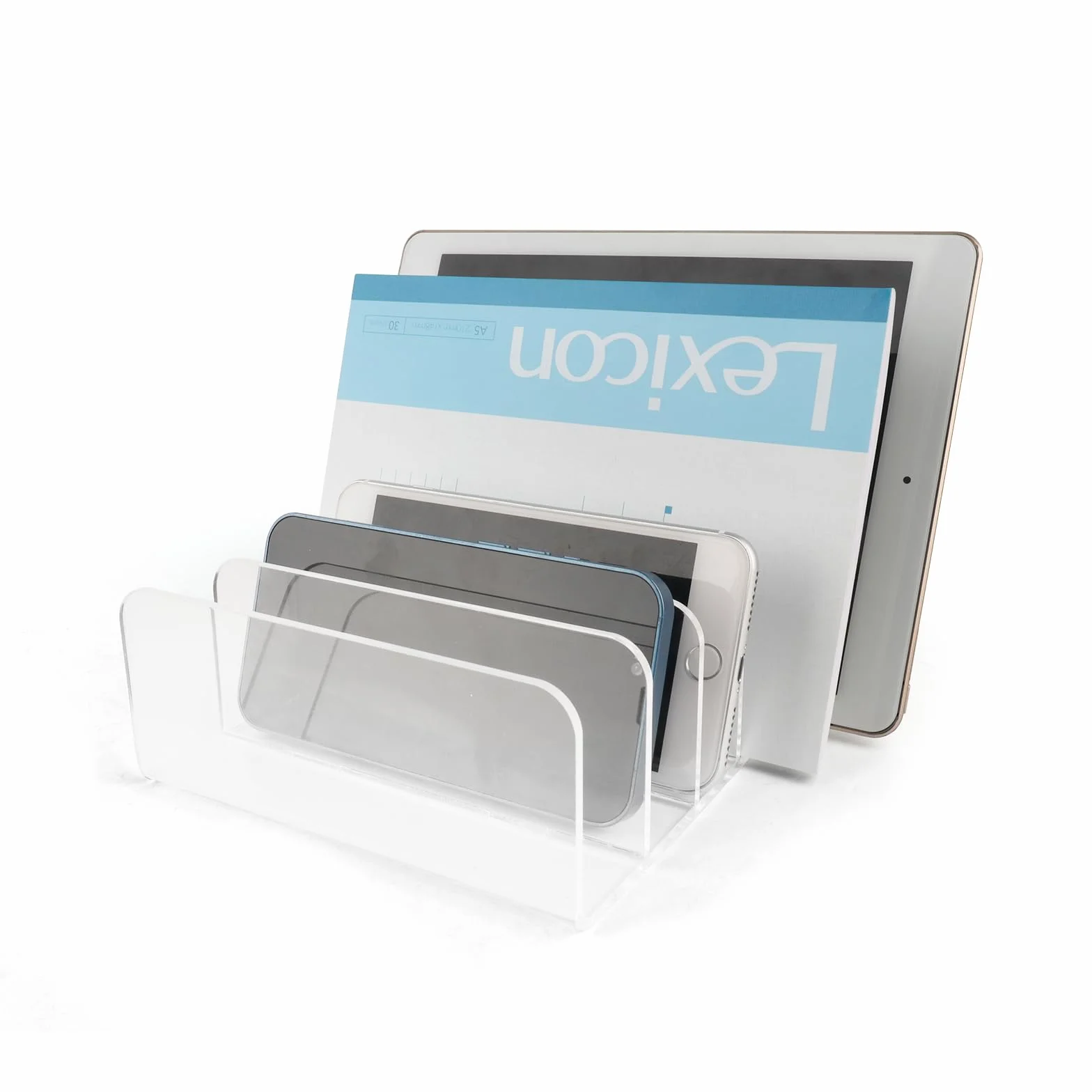 Porte-courrier Acrylique 5 Compartiments Rangement Bureau 16.2x15.6x6.6cm