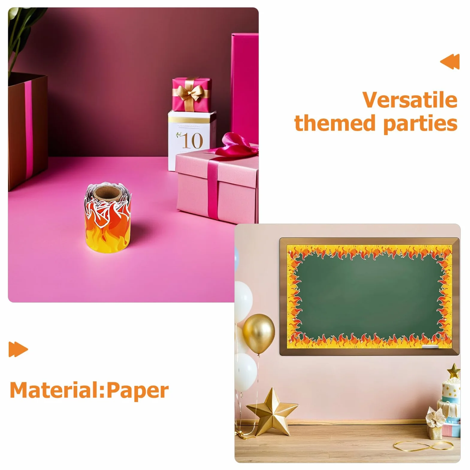 ABOOFAN Autocollants de Bordure pour Tableau d'Affichage en Papier Rouge et Orange 7,5 cm x 10 m