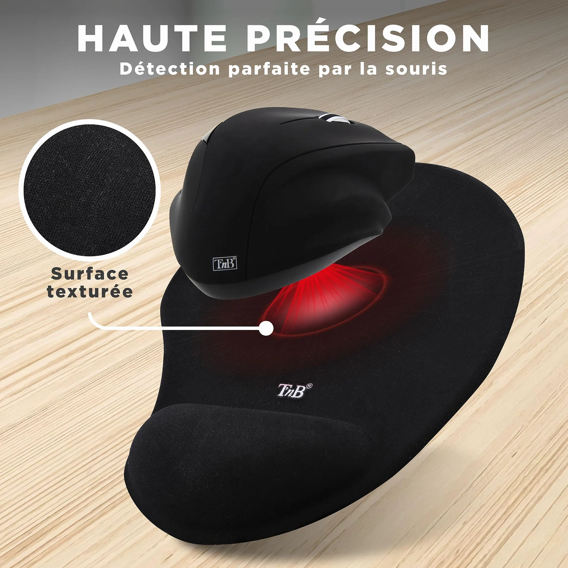 T'nB Ergo Design Tapis de souris repose-poignets gel Noir