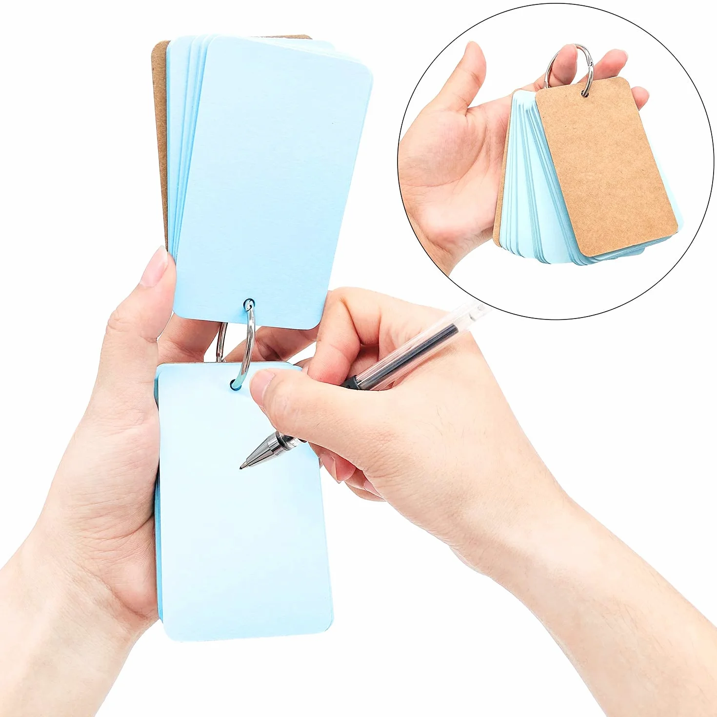 Carte Mémo Mobile, Flash Cards avec anneau de reliure, 8 pièces 400 feuilles 2.1" x 3.5"