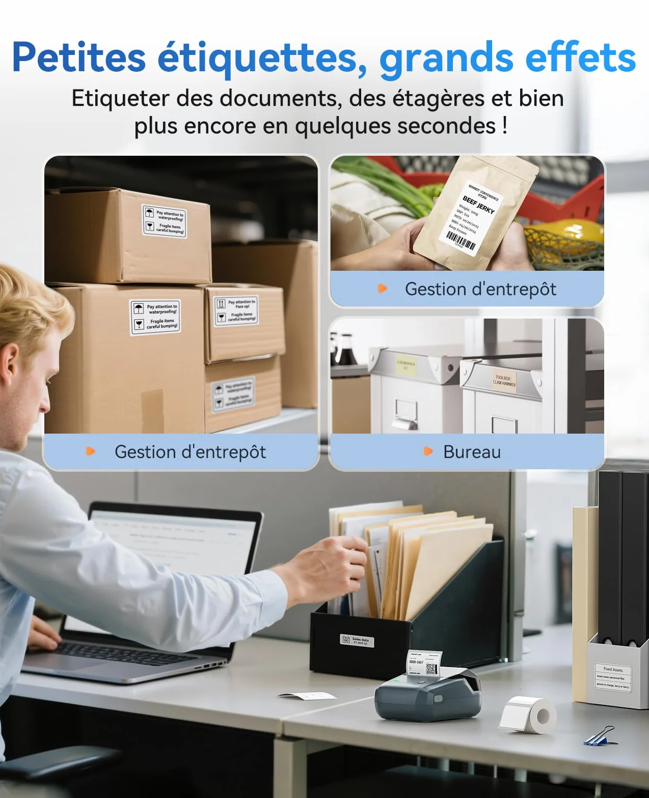 NIIMBOT B1 Étiqueteuse Portable Identification Automatique Grand Étiquettes Autocollantes 50x30mm