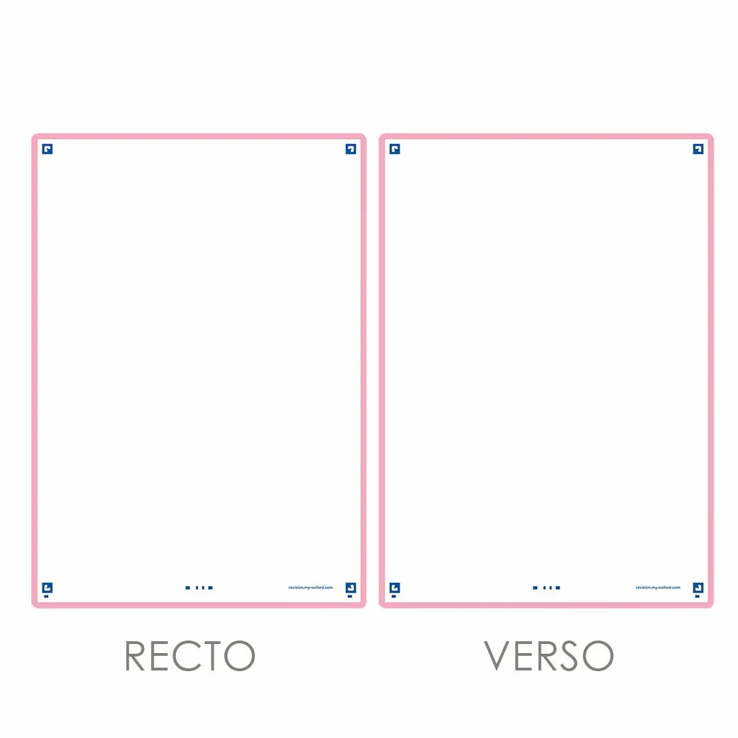 OXFORD Fiches bristol A5 Blanc Recto/Verso Lot de 50 - cadre Rose