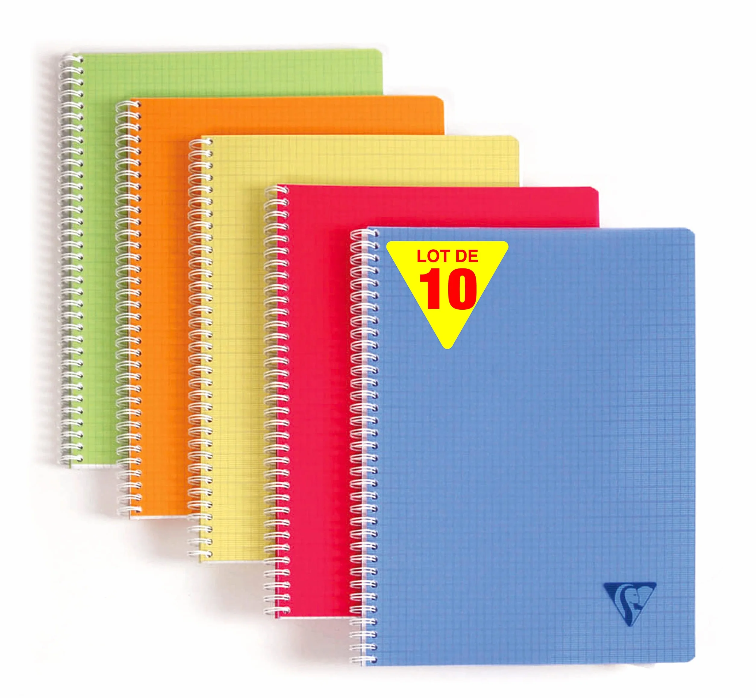 Clairefontaine Linicolor Fresh Lot de 10 Cahiers à Spirale 17x22 cm 100 Pages Petits Carreaux Papier Blanc 90 g