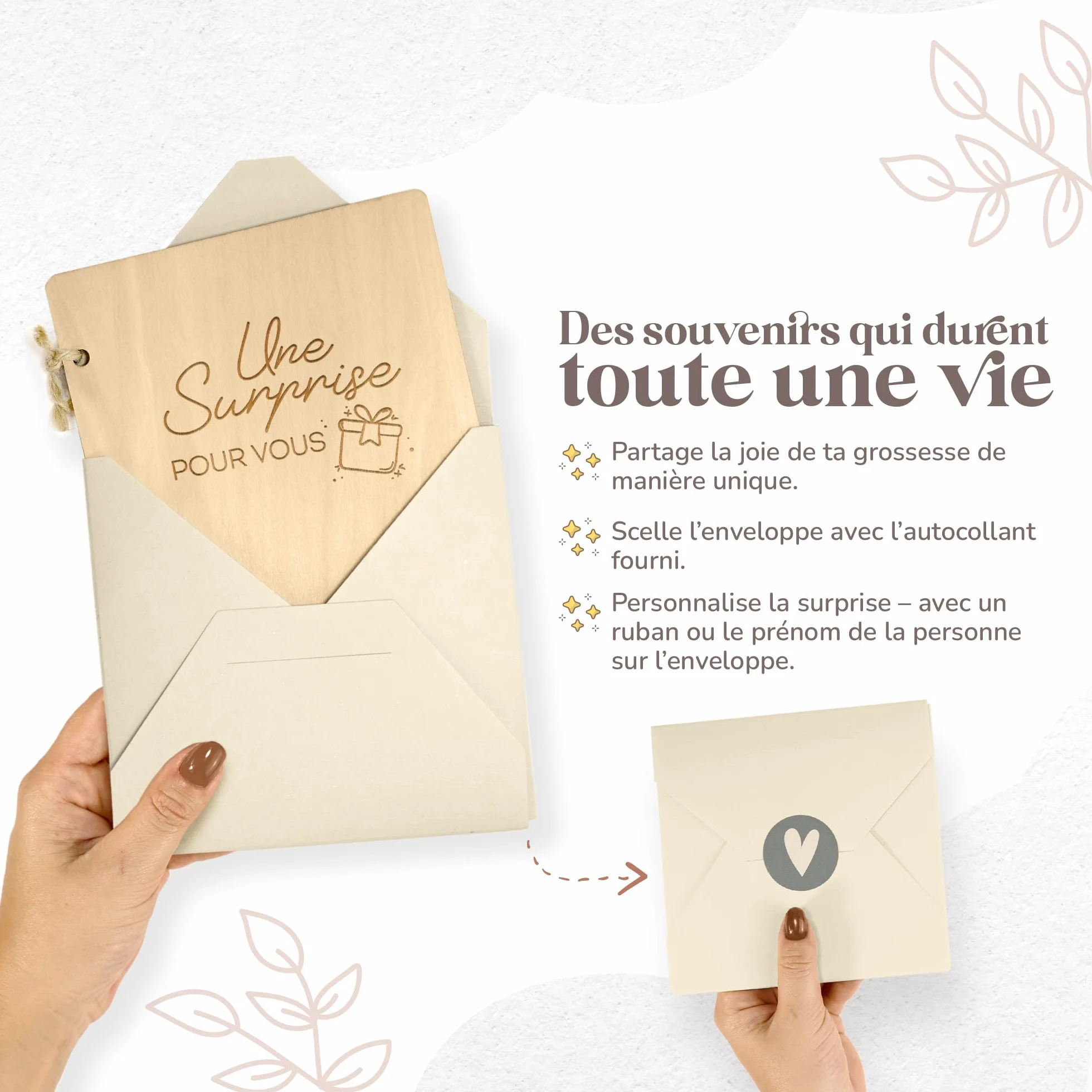 Annonce grossesse en bois | Carte annonce grand parents avec photo échographie