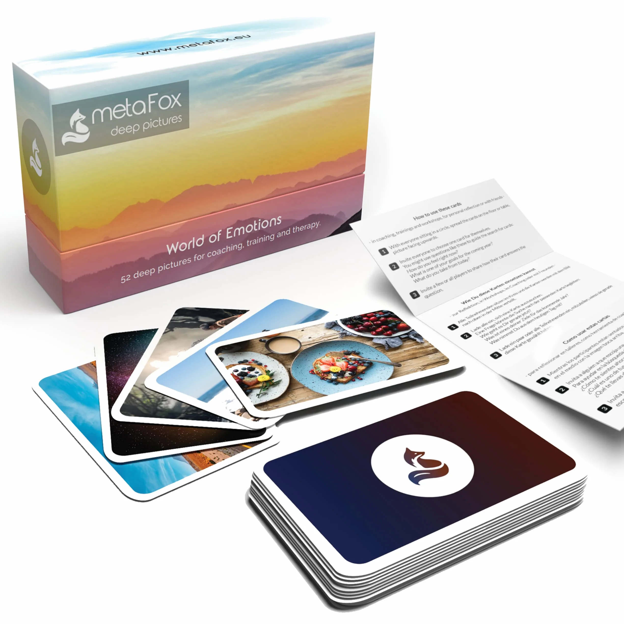 Cartes de coaching Mondes sentimentaux | 52 cartes d'image pour thérapie et intelligence émotionnelle