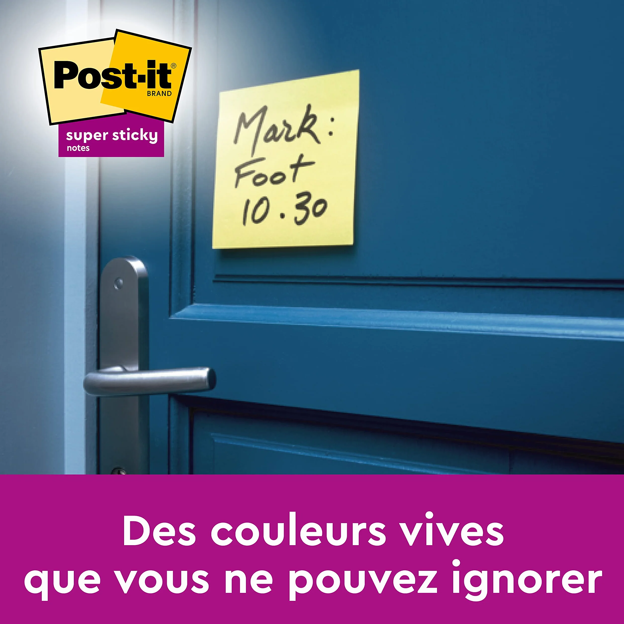 Post-it Notes Autocollantes Super Sticky 76 mm x 127 mm 90 Feuilles par Bloc 4 Blocs Jaune Pastel