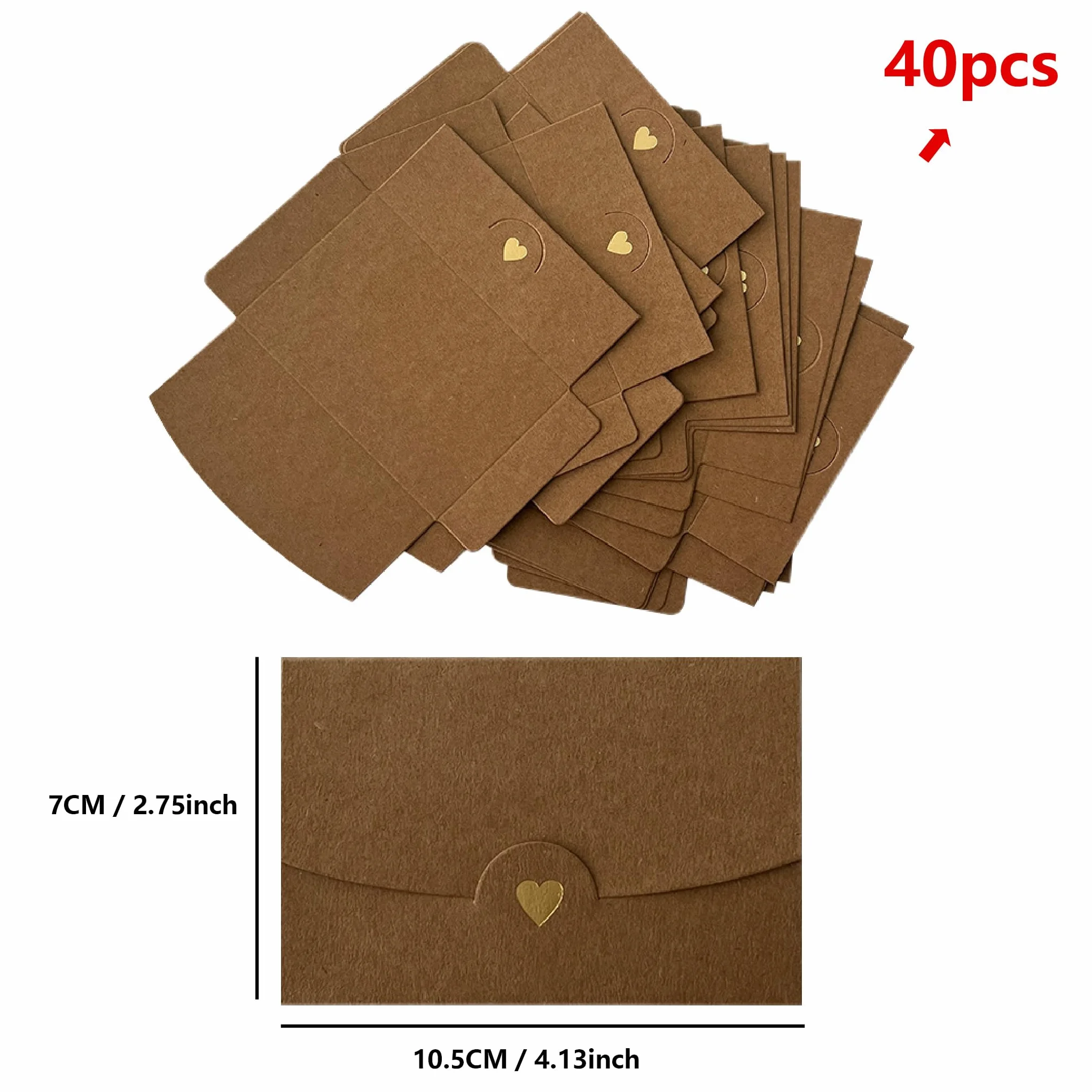 Enveloppe Kraft 40 PCS Petite Enveloppe Mariage Avec Boucle Cœur Invitations Cartes-Cadeaux DIY Noël Saint-Valentin