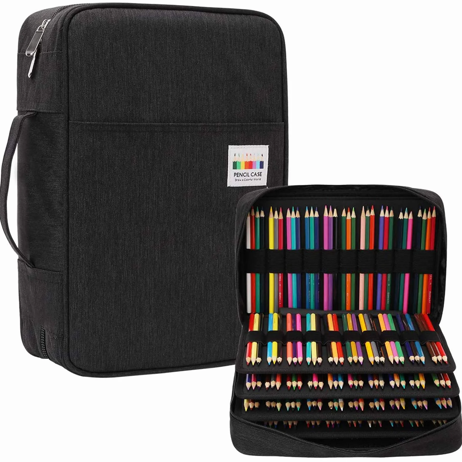 JAKAGO Trousse de Rangement 304 Crayons 100 Emplacements 4 Compartiments Grande Capacité