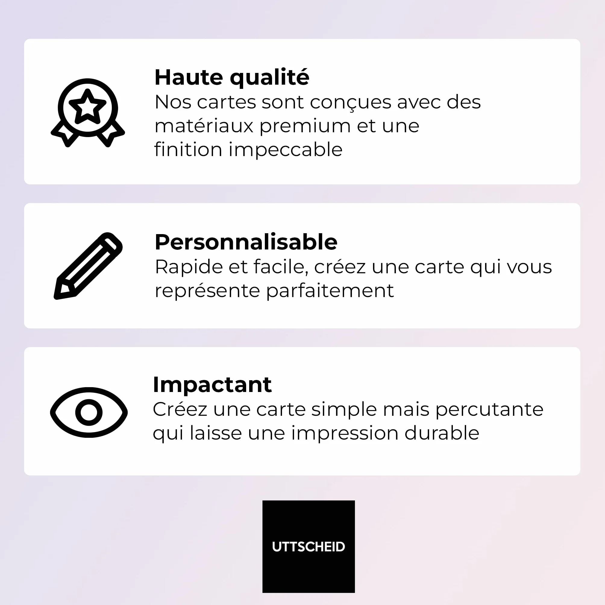 Cartes de visite personnalisées classiques 50 à 5000 UTTSCHEID