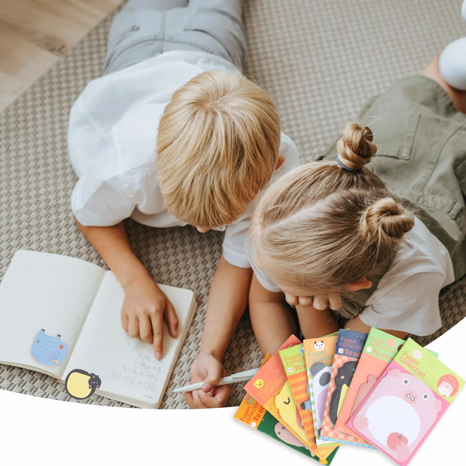 Blocs de notes adhésives animaux pour sachets de fête, motifs dessins animés maison bureau