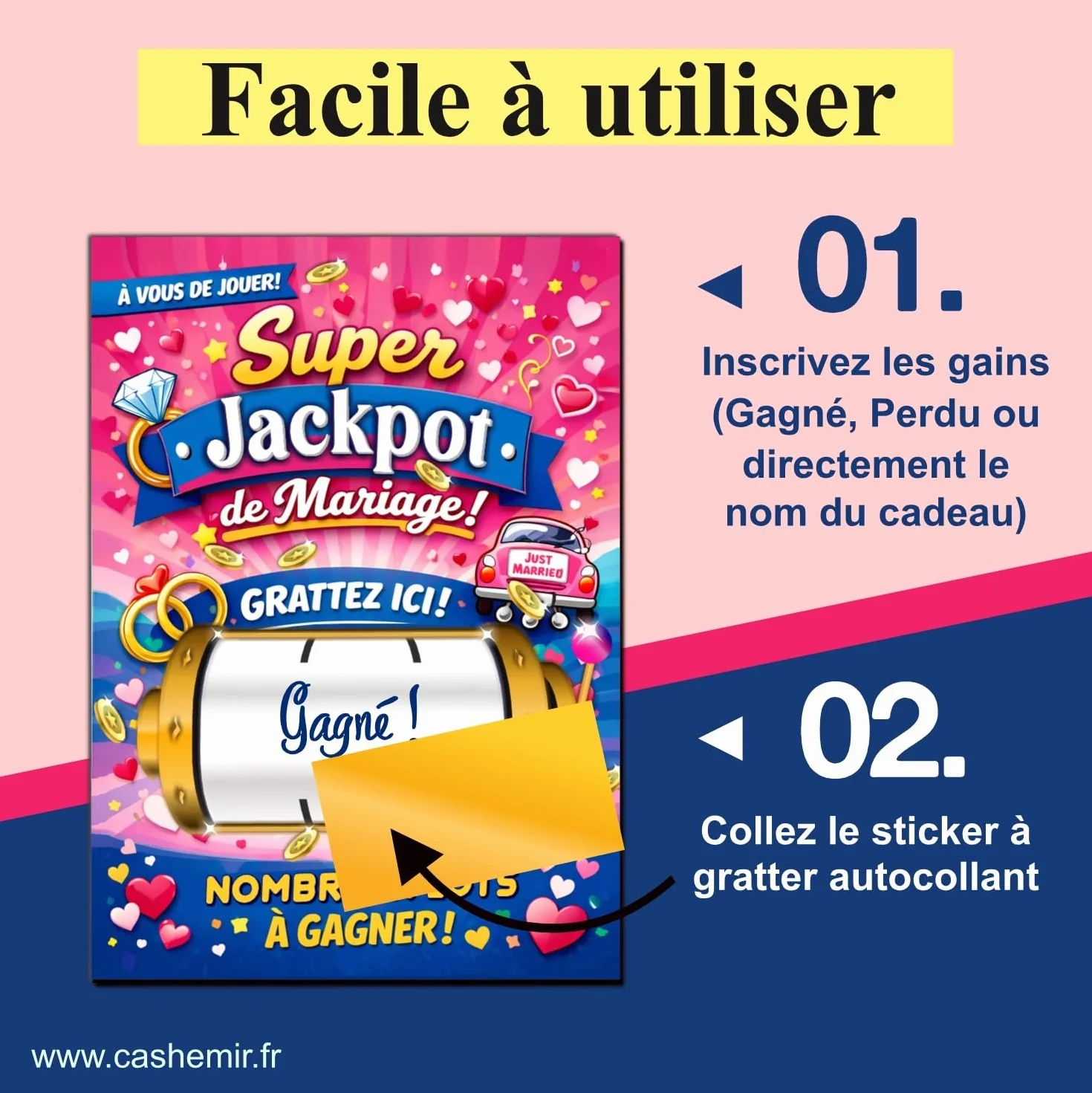 50 Cartes Tombola de Mariage Loterie Jeu Invités Tickets à gratter Super Jackpot