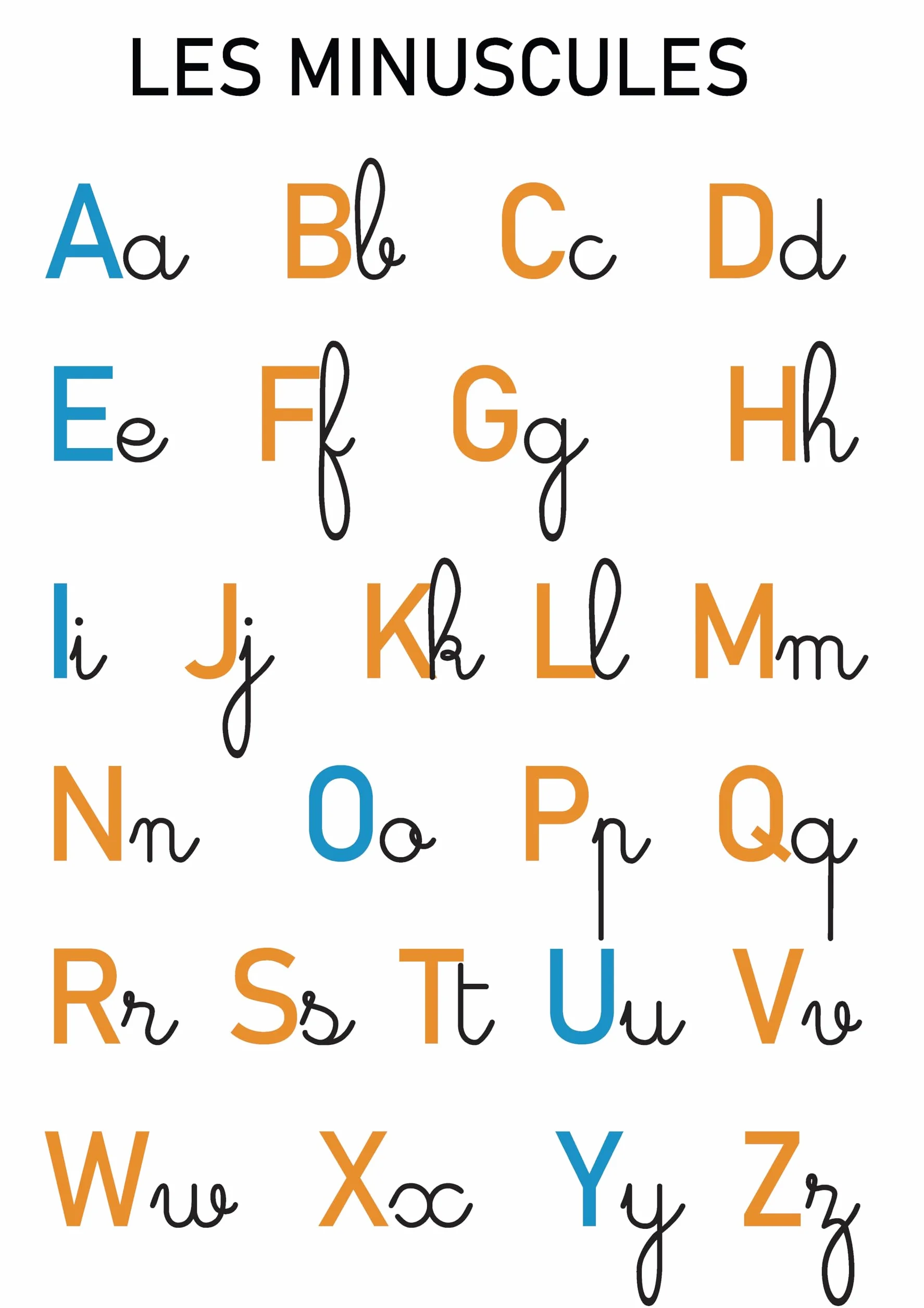 Affiches Pédagogiques A3 Alphabet Cursive Majuscules Minuscules Voyelles Consonnes Mois Saisons Posters Éducatifs Maternelle CP CE1
