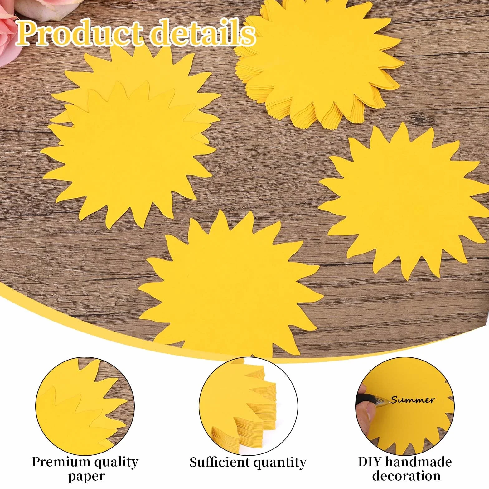 Soleil Papier Deco Découpé Cartonné Doré Double Face 120pcs Décoration Murale Fête