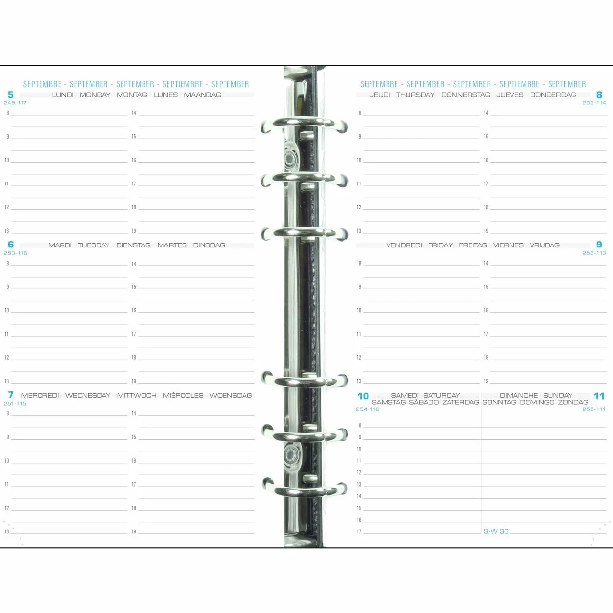 Exacompta Recharge Perforée Exatime 17-10,5 x 17,2 cm Semaine sur 2 Pages Septembre 2026 à Décembre 2027 Papier Blanc