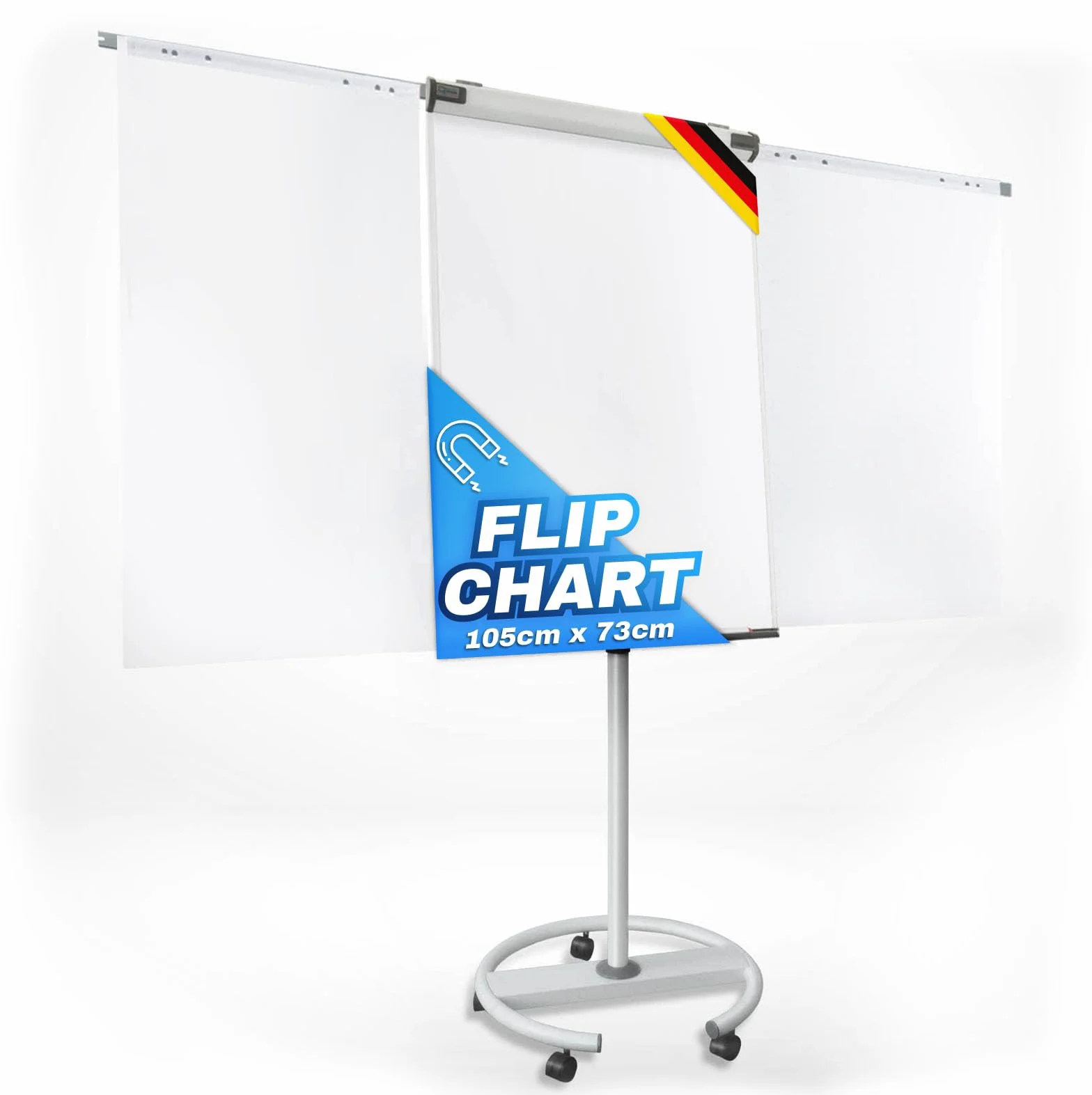 Shark Premium Chevalet de conférence avec roulettes 73 x 104 cm Réglable Hauteur jusqu'à 210 cm magnétique