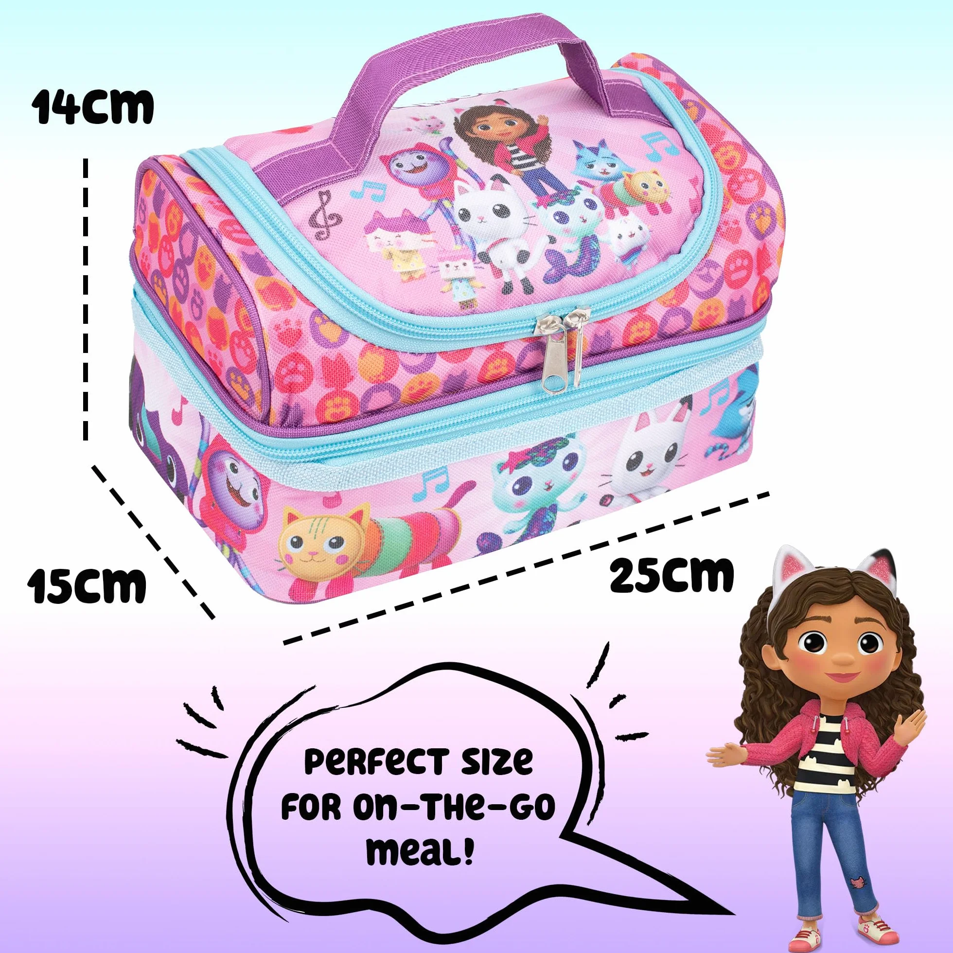 Gabby's Dollhouse Sac à déjeuner enfant isotherme grande capacité rose