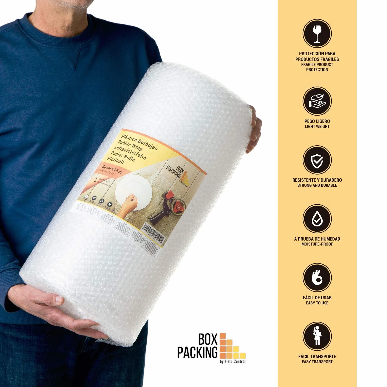 Papier Bulle Emballage Colis 50 cm x 25 m Rouleau Protection Objets Fragiles Déménagement