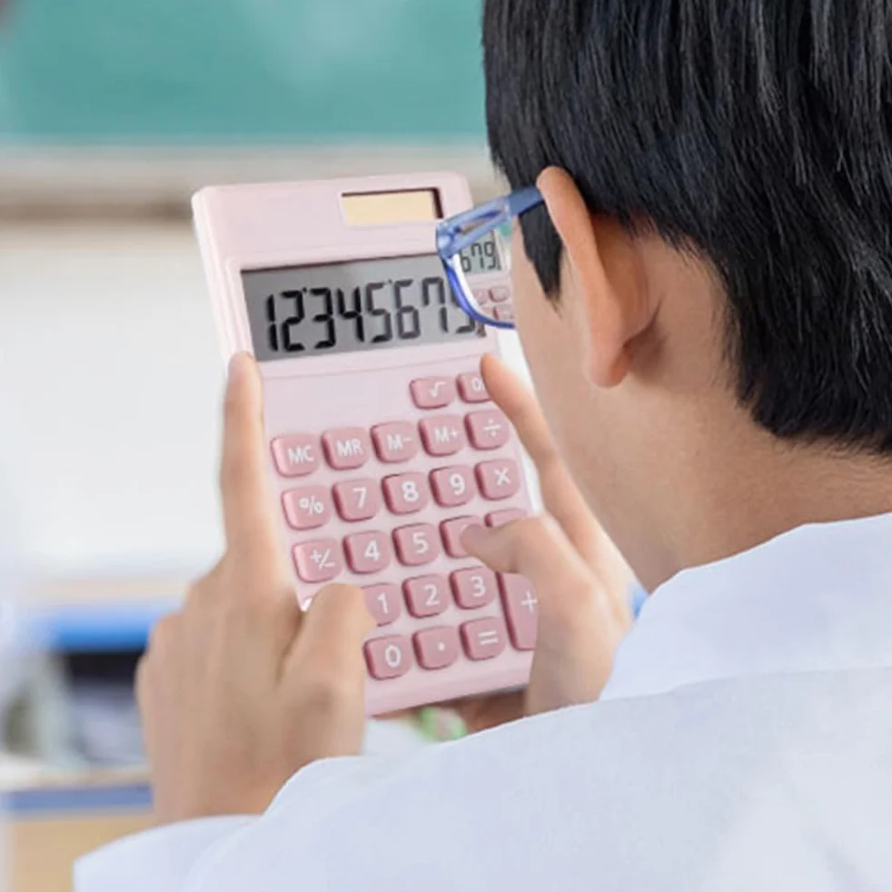 NUOBESTY Calculatrice Solaire Mini Portable Rose pour Étudiants Bureau