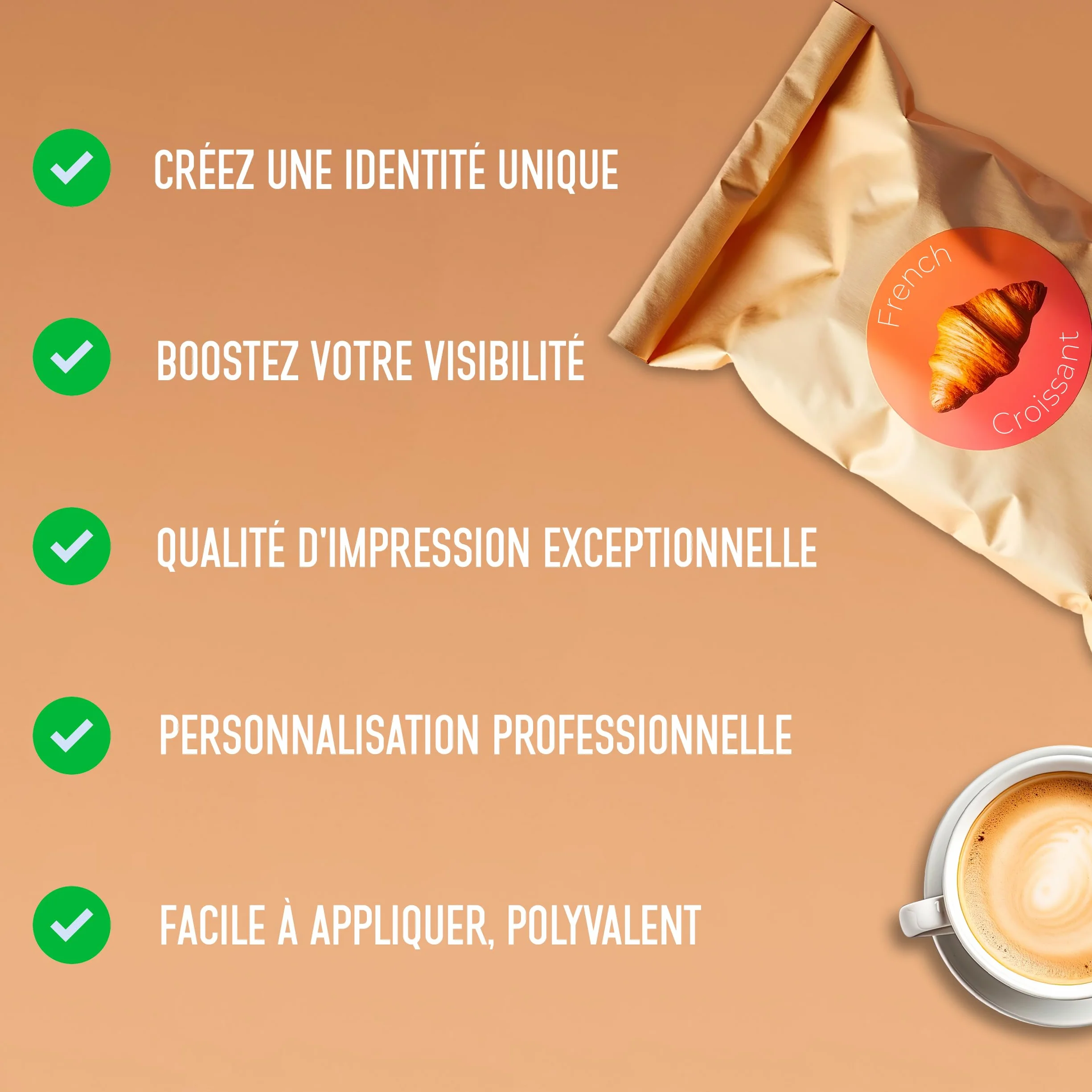 Étiquettes personnalisées en rouleau blanc imprimées 100-2400 autocollants logo entreprise France Wraplab