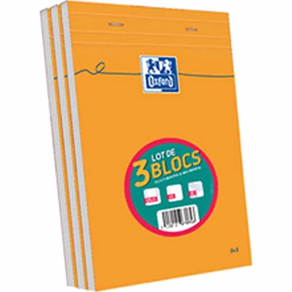 Oxford Blocs A5 160 pages Lot de 3 Orange