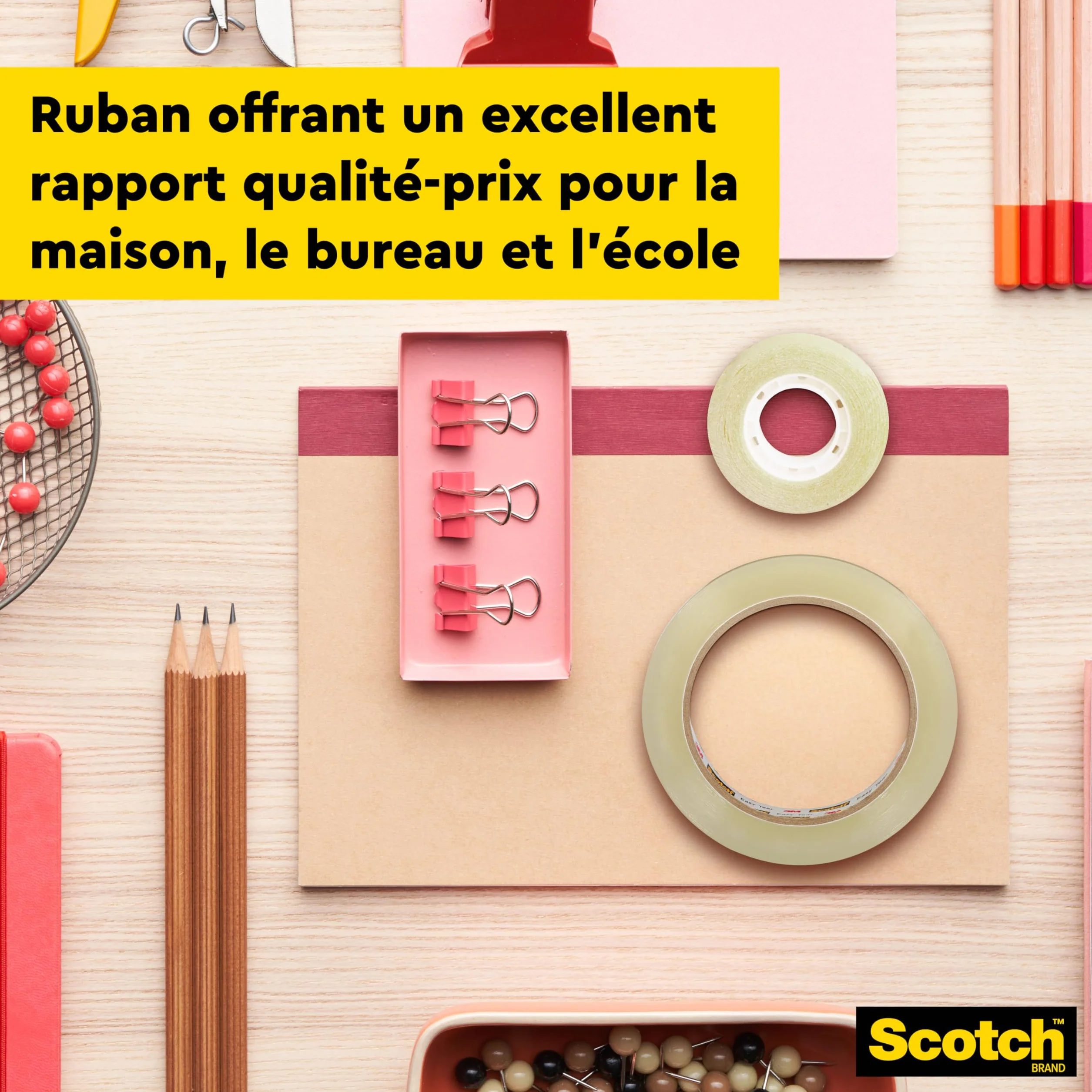 Scotch Ruban Adhésif Transparent 19mm x 33m 8 Rouleaux Usage Général
