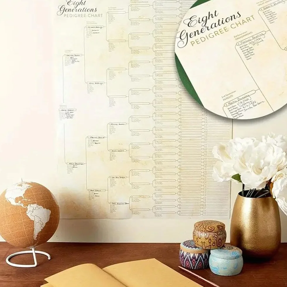 Tableau généalogique 8 générations à remplir vierge