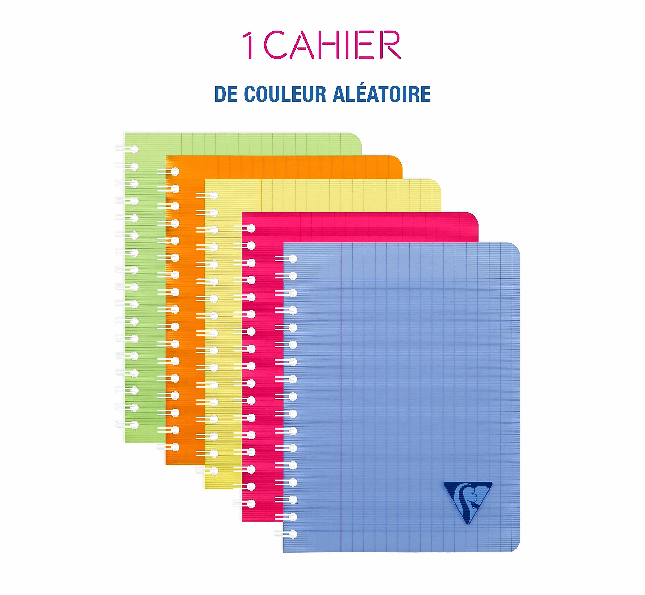 Clairefontaine Linicolor Fresh Cahier à Spirale 17x22 cm 100 Pages Grands Carreaux Papier Blanc 90 g Couverture Polypro Transparent