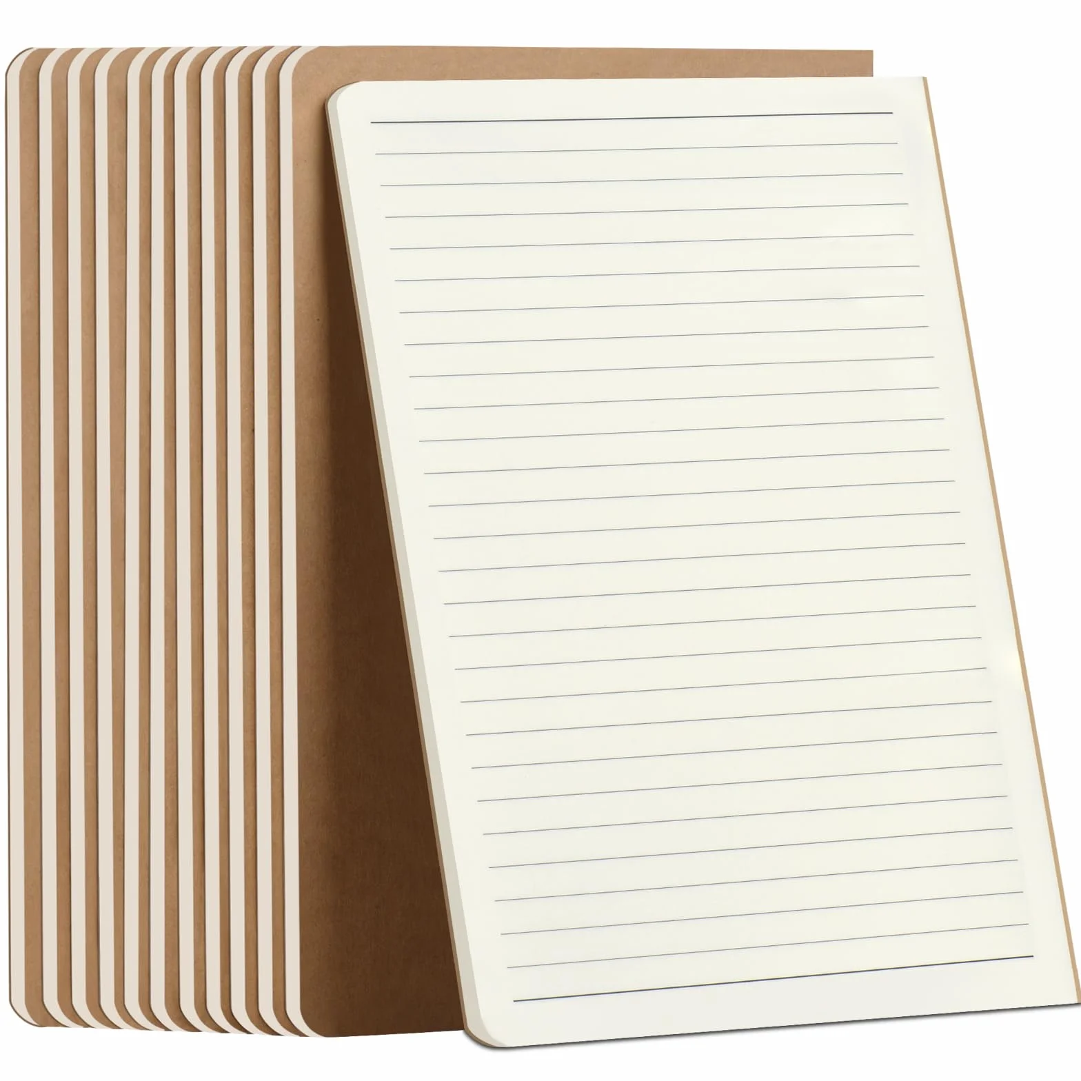 Cahiers Lignés Kraft 60 Pages par Bloc, Lot de 12 Blocs Carnet de Notes 80 gsm