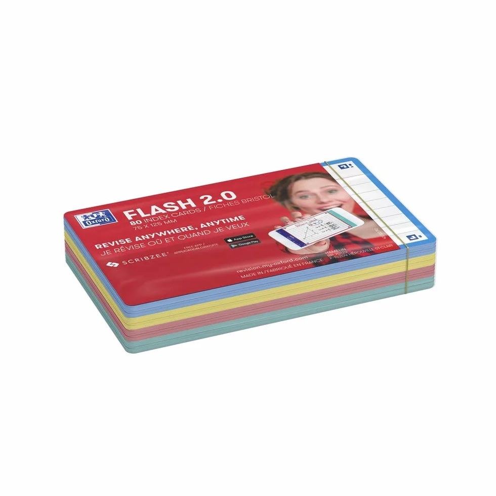 OXFORD Flash 2.0 80 Fiches Flash Cards Format 7,5 x 12,5cm Ligne Recto/Verso