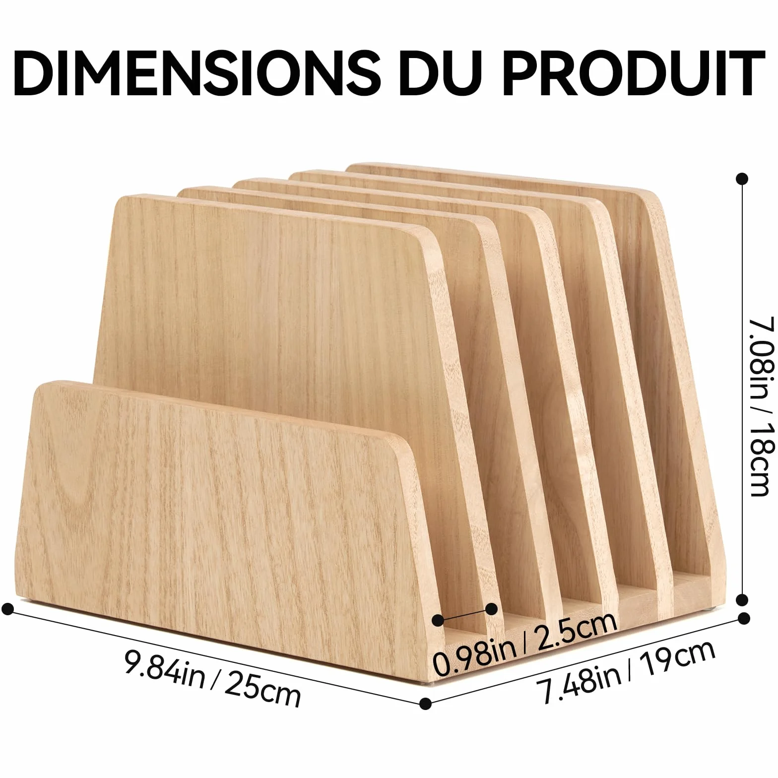 KIRIGEN Bureau en bois Organisateur de courrier 5 slots File Paper Holder Document Letter Holder