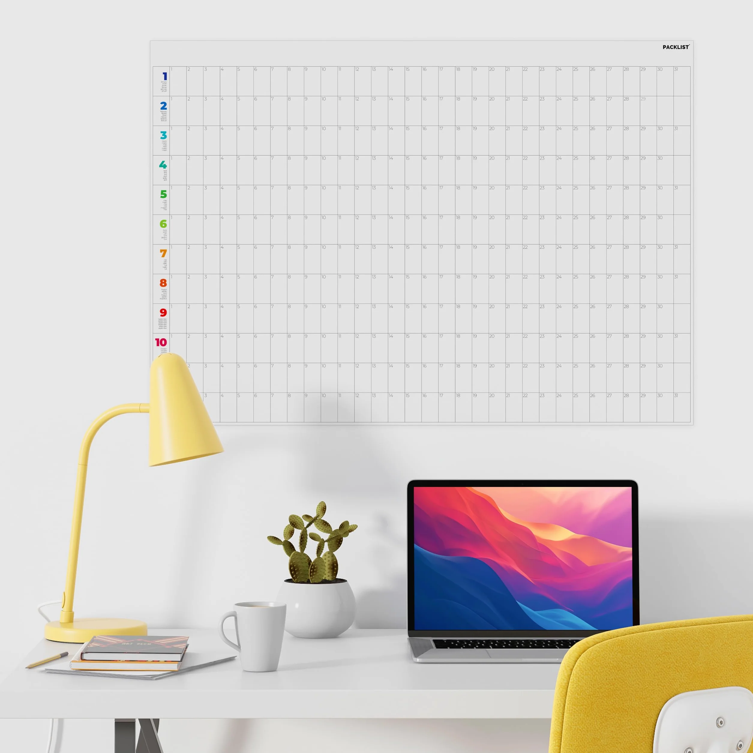 Planificateur Annuel Mural Sans Date A1 84x60 cm Grand Calendrier Poster Personnalisable