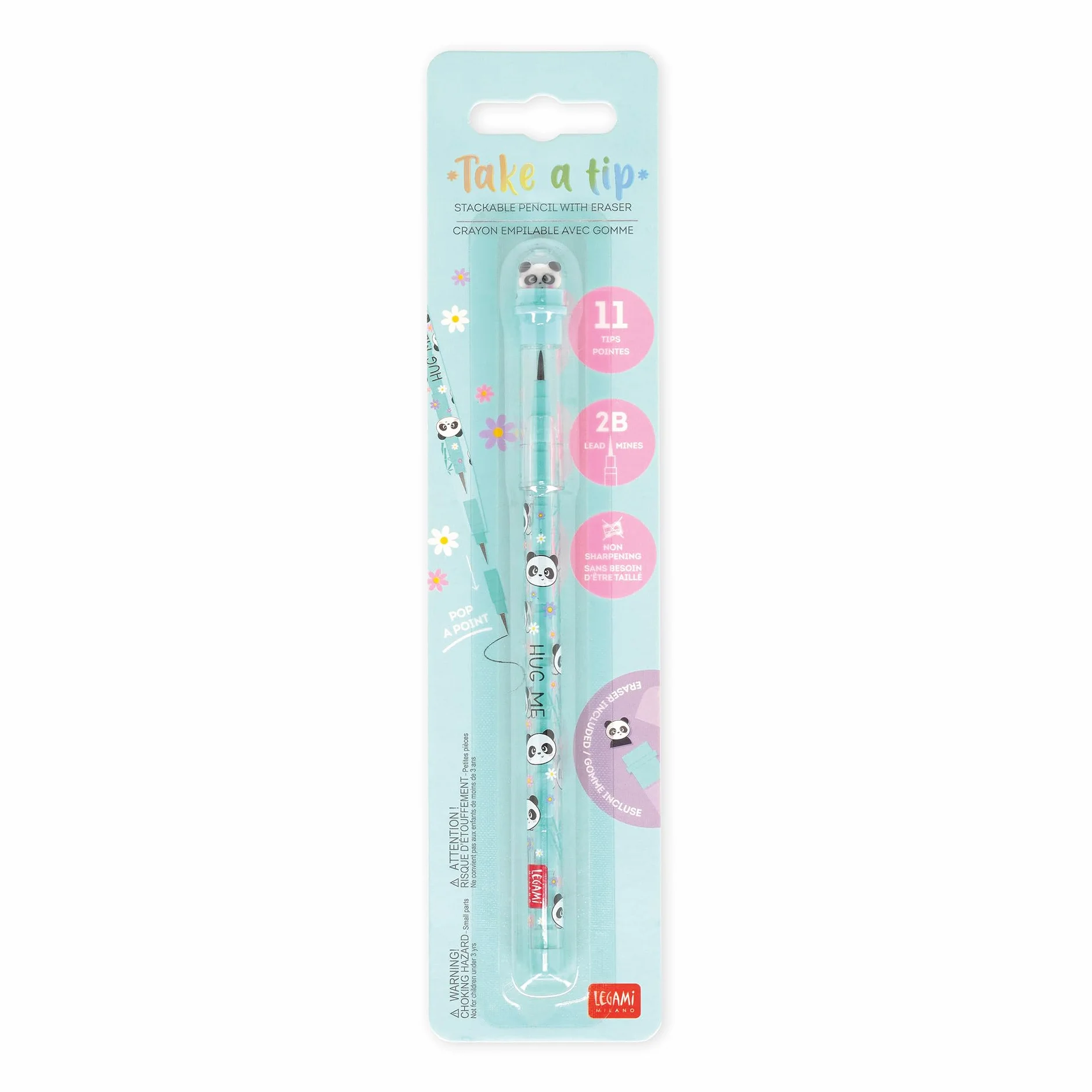Legami Crayon empilable Take a Tip Panda 11 Mine 2B ABS TPR