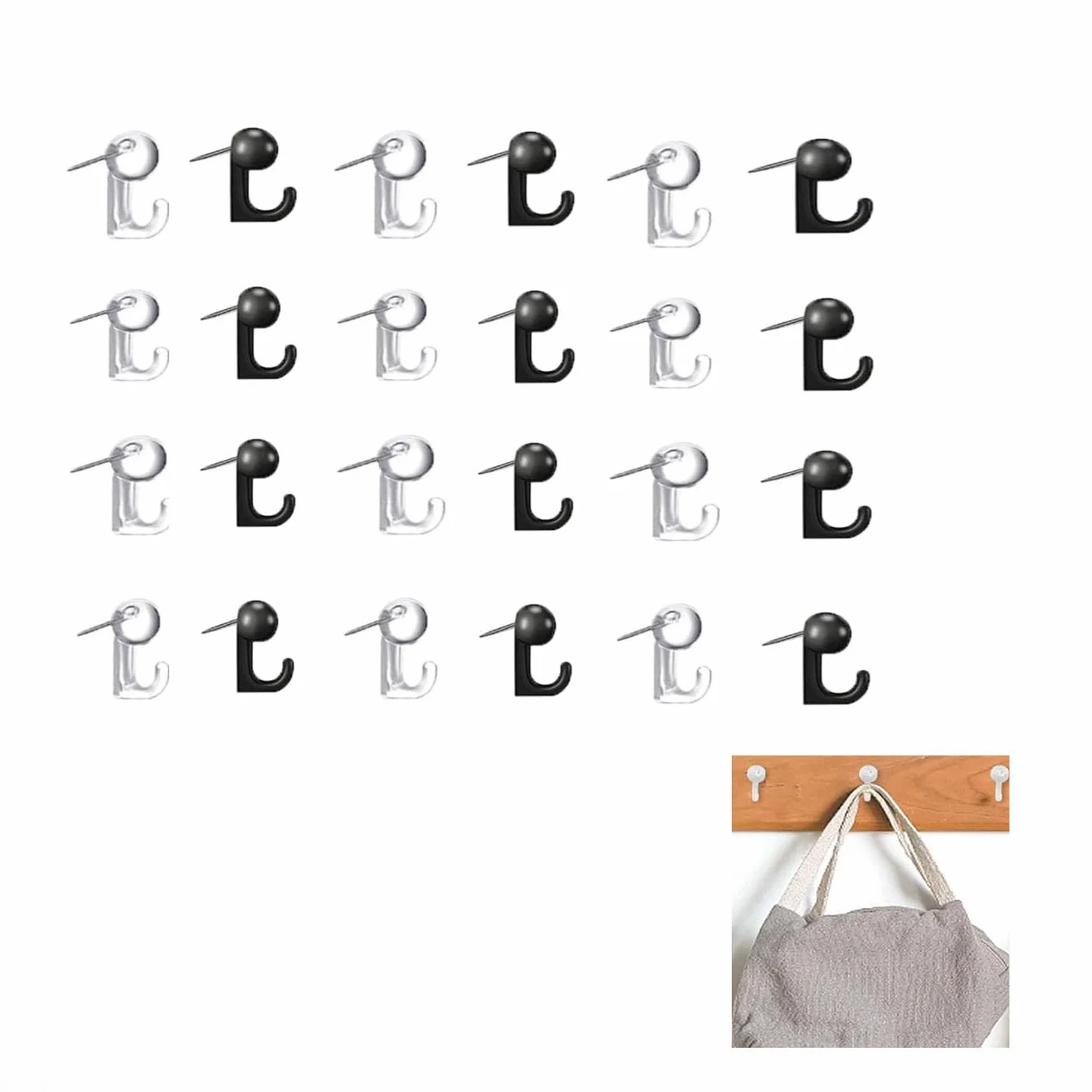 Crochets à Punaises Push Pin 50 PCS Mini Crochets en Plastique Résistant pour Tableau d'Affichage