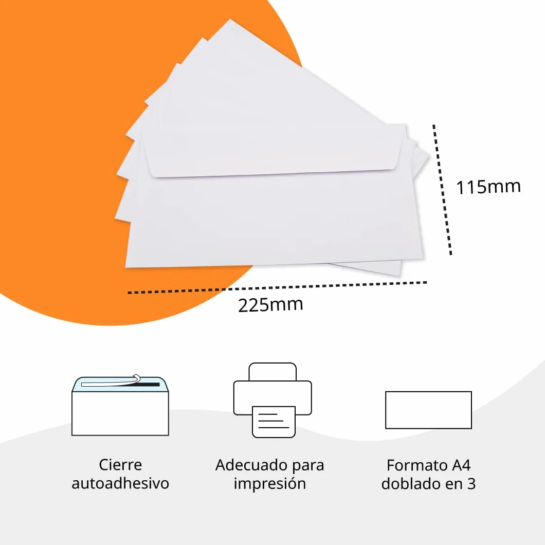 Enveloppes en papier blanc américaines sans fenêtre auto-fermeture à bande en silicone Ofituria 50 sachets