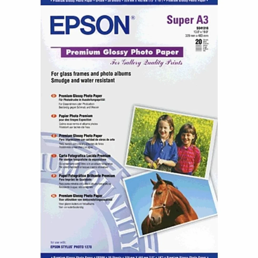 Epson Premium C13S041316 Papier Photo Brillant A3+