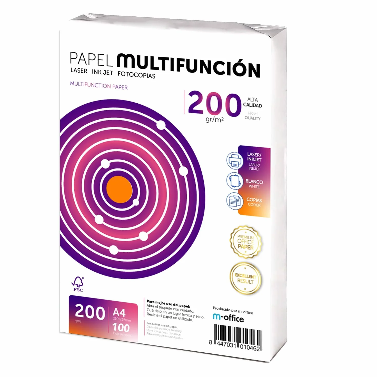 Papier A4 200g 100 feuilles multifonction pour imprimante laser jet d'encre photocopieuse fax bureau scolaire m-office