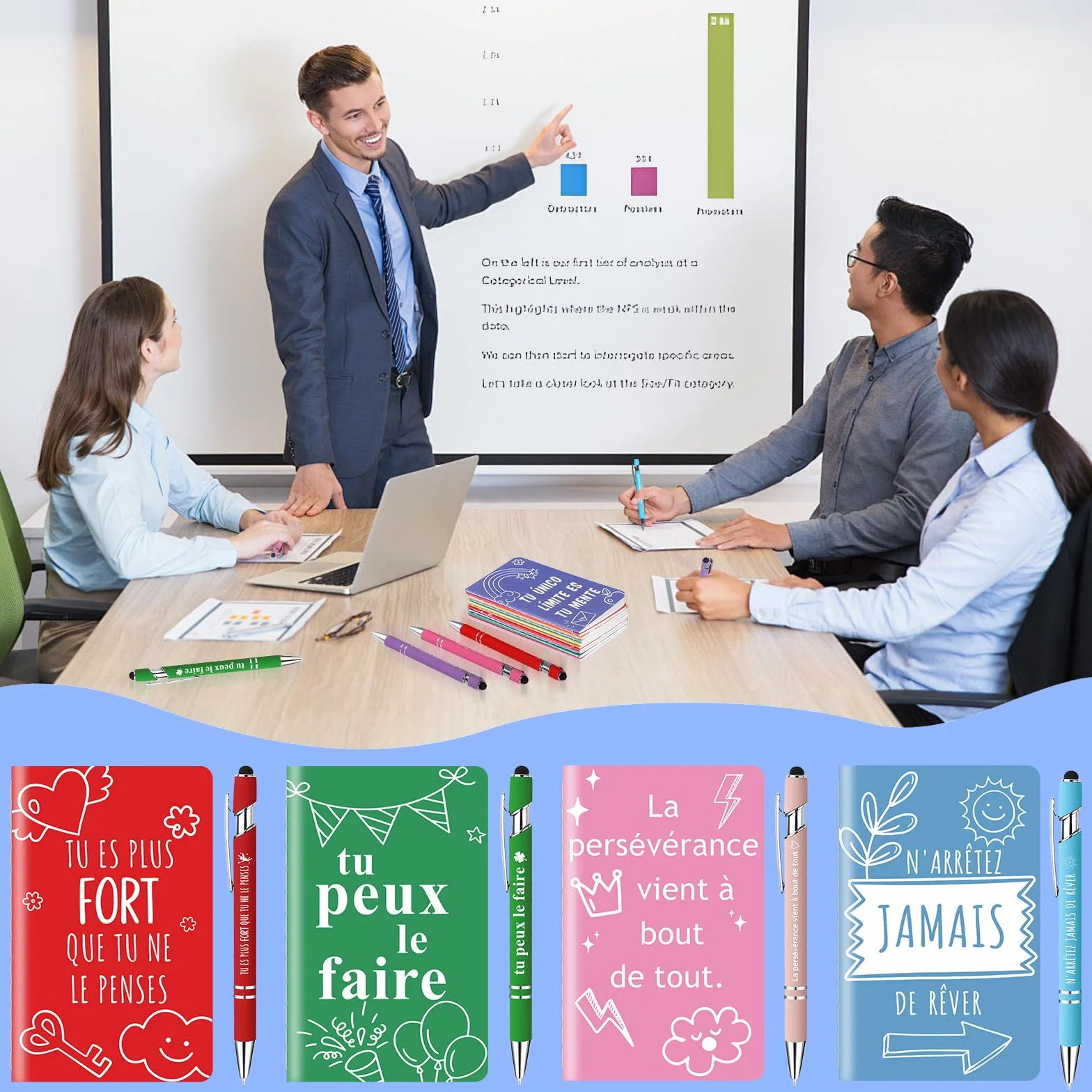Carnets de notes motivants 10 pièces avec stylos à bille 10 pièces cadeaux inspirants