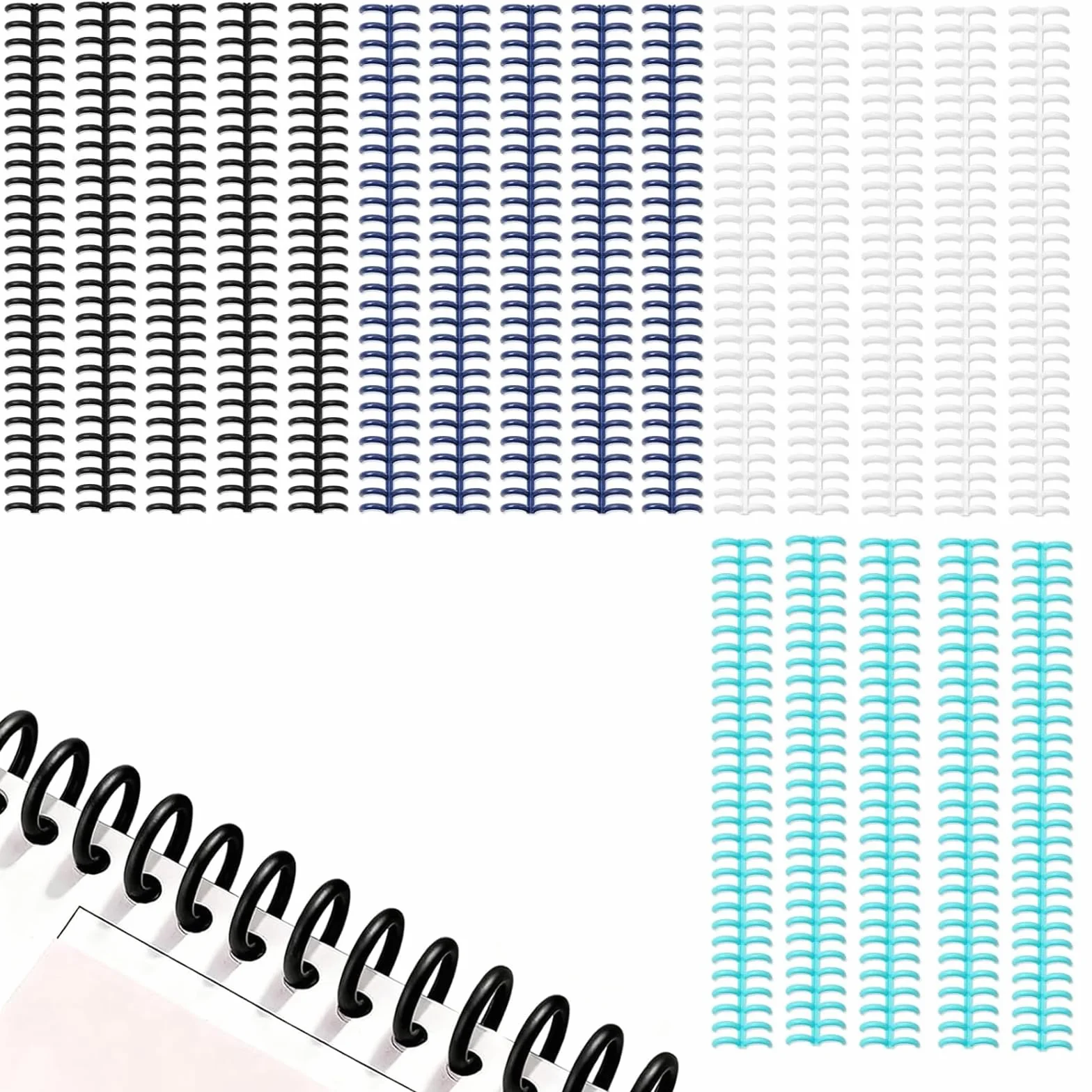 Anneaux de Reliure 30 Trous Plastique pour Papier A4 Spirales Multicolores DIY Carnets