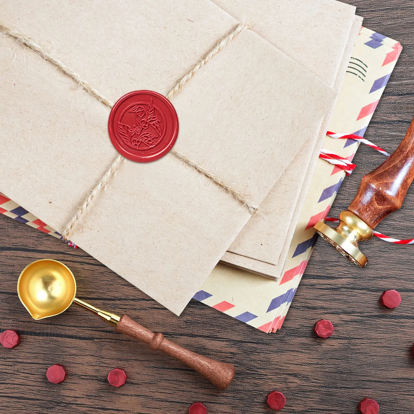 ASTARON 300 perles de cire pour cachet, kit avec cuillère pour invitations et emballages