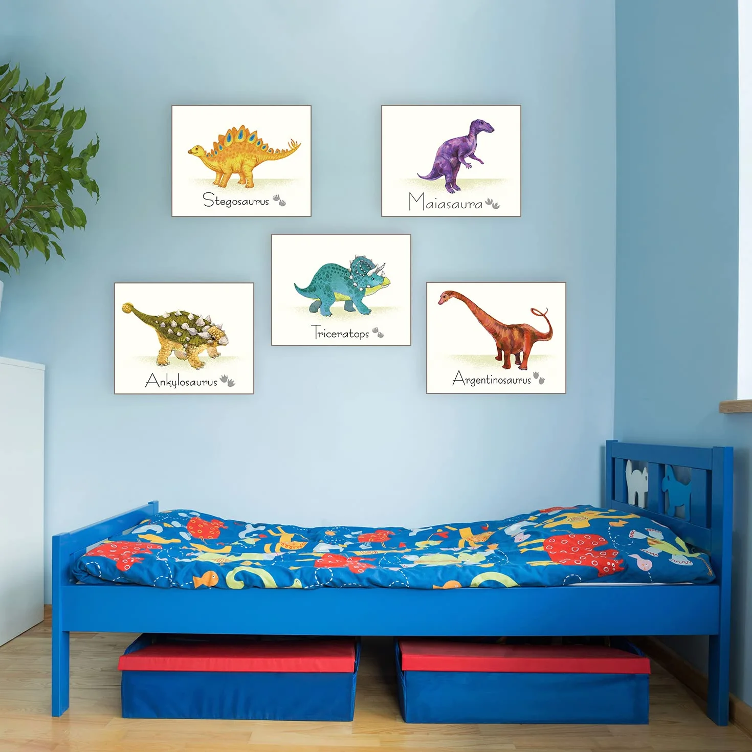 Outus 9 Pièces Affiche de Dinosaures Autocollants de Mur Décorations Garderie Chambre d'enfants