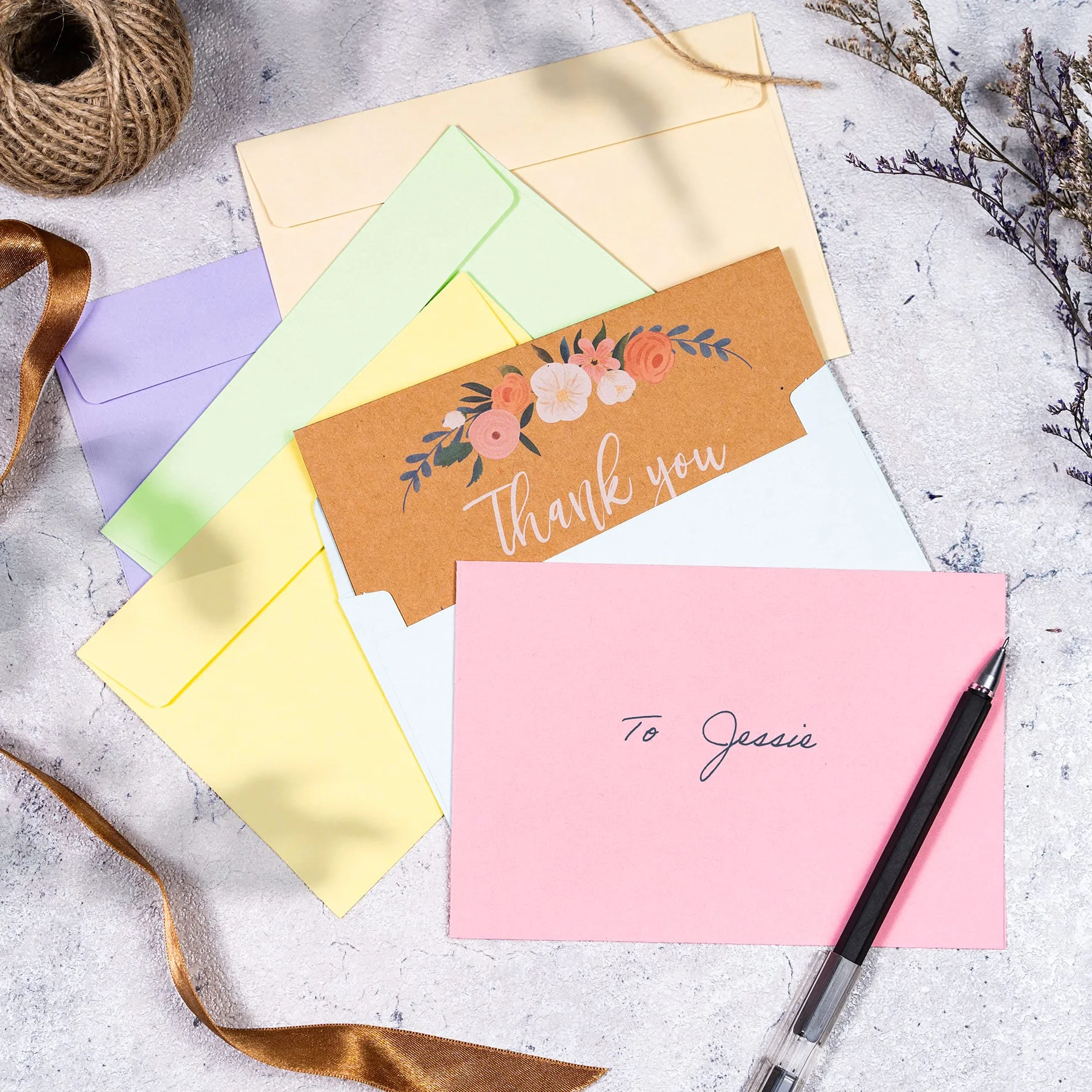 Enveloppes C6 48 Pièces 114 x 162 mm Pastel pour Faire-Part Mariages Anniversaires