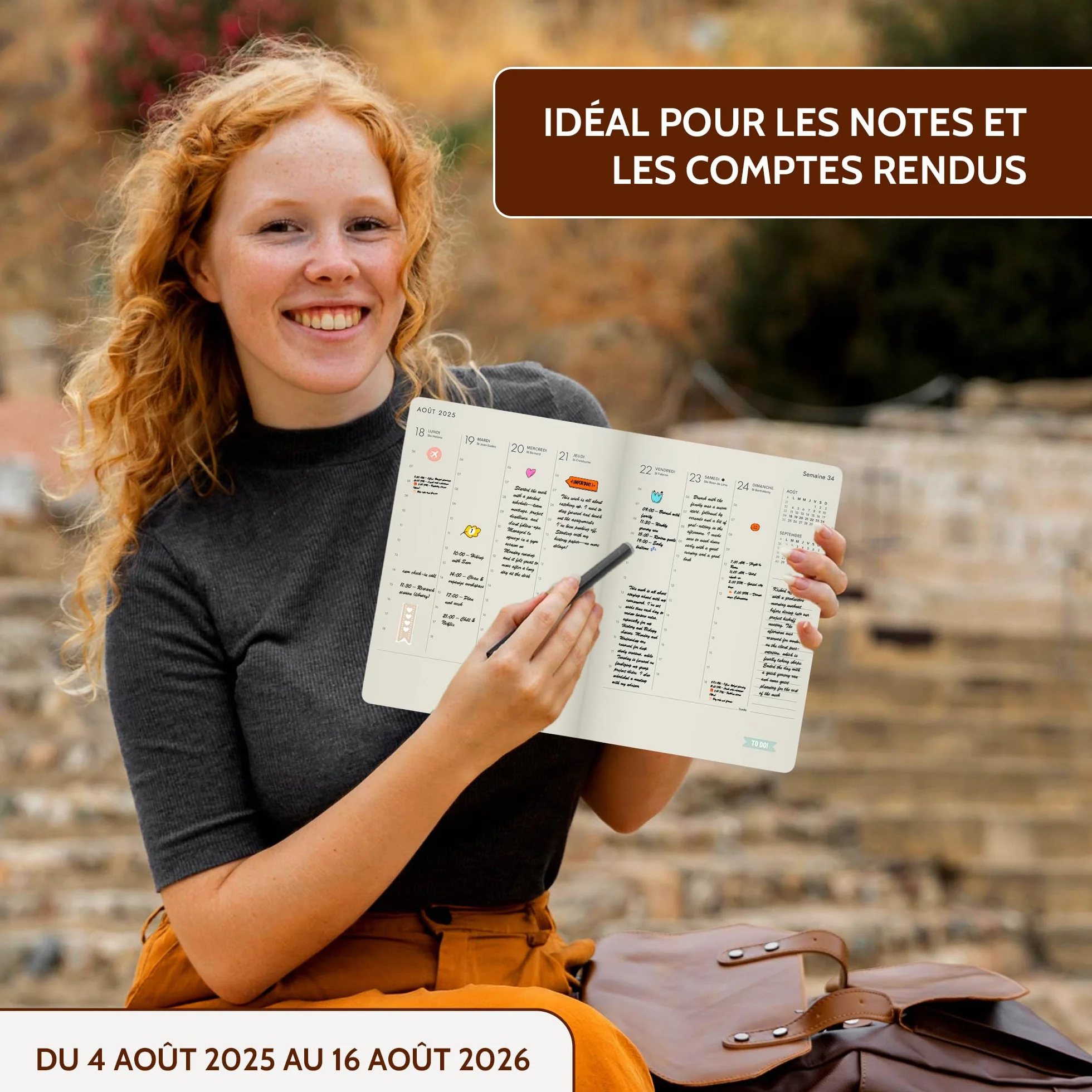 Burde Agency A5 Forma Deluxe Marron Planificateur Hebdomadaire Simili 176 Pages