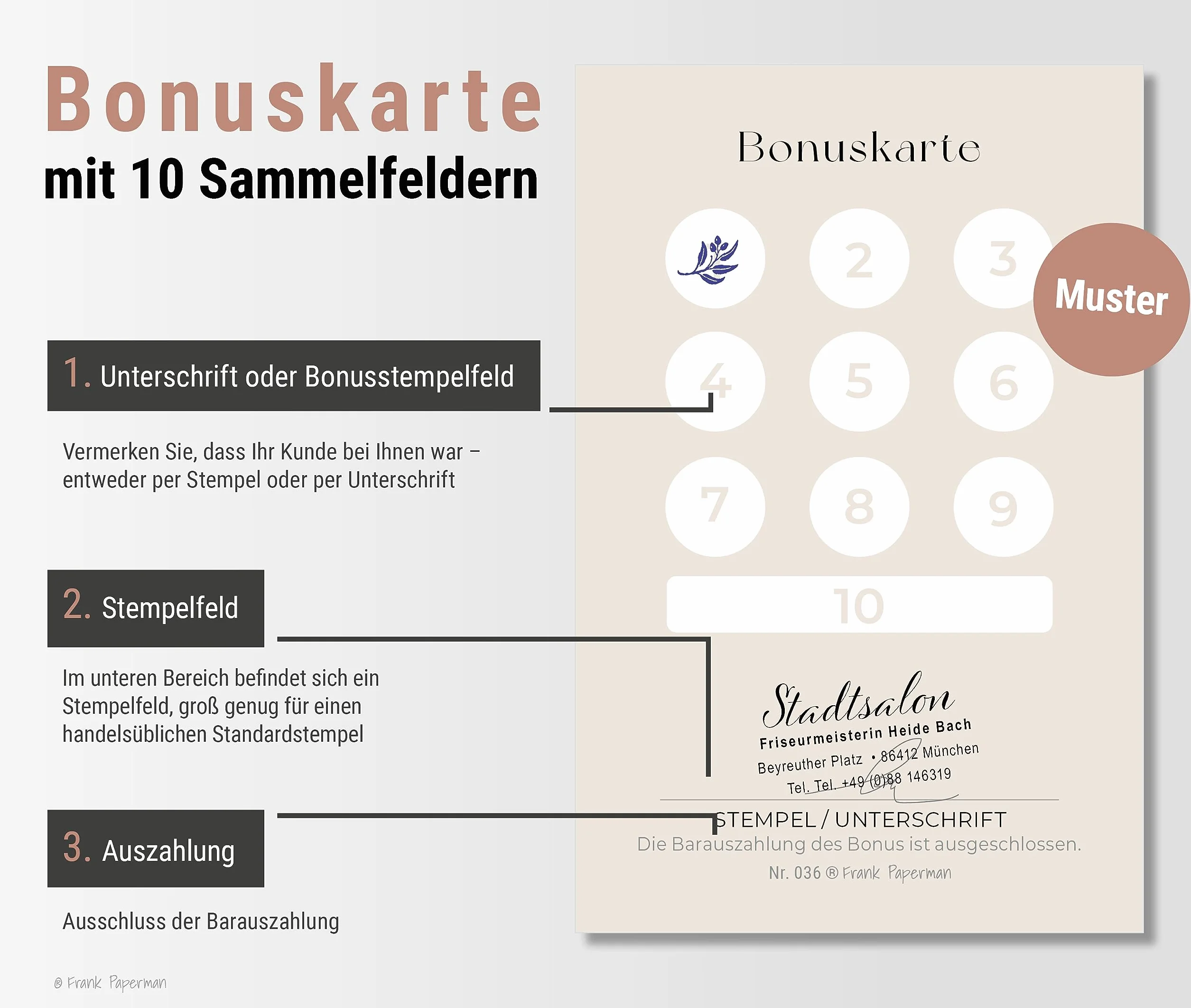 Lot de 125 cartes bonus fidélité pour salon beauté