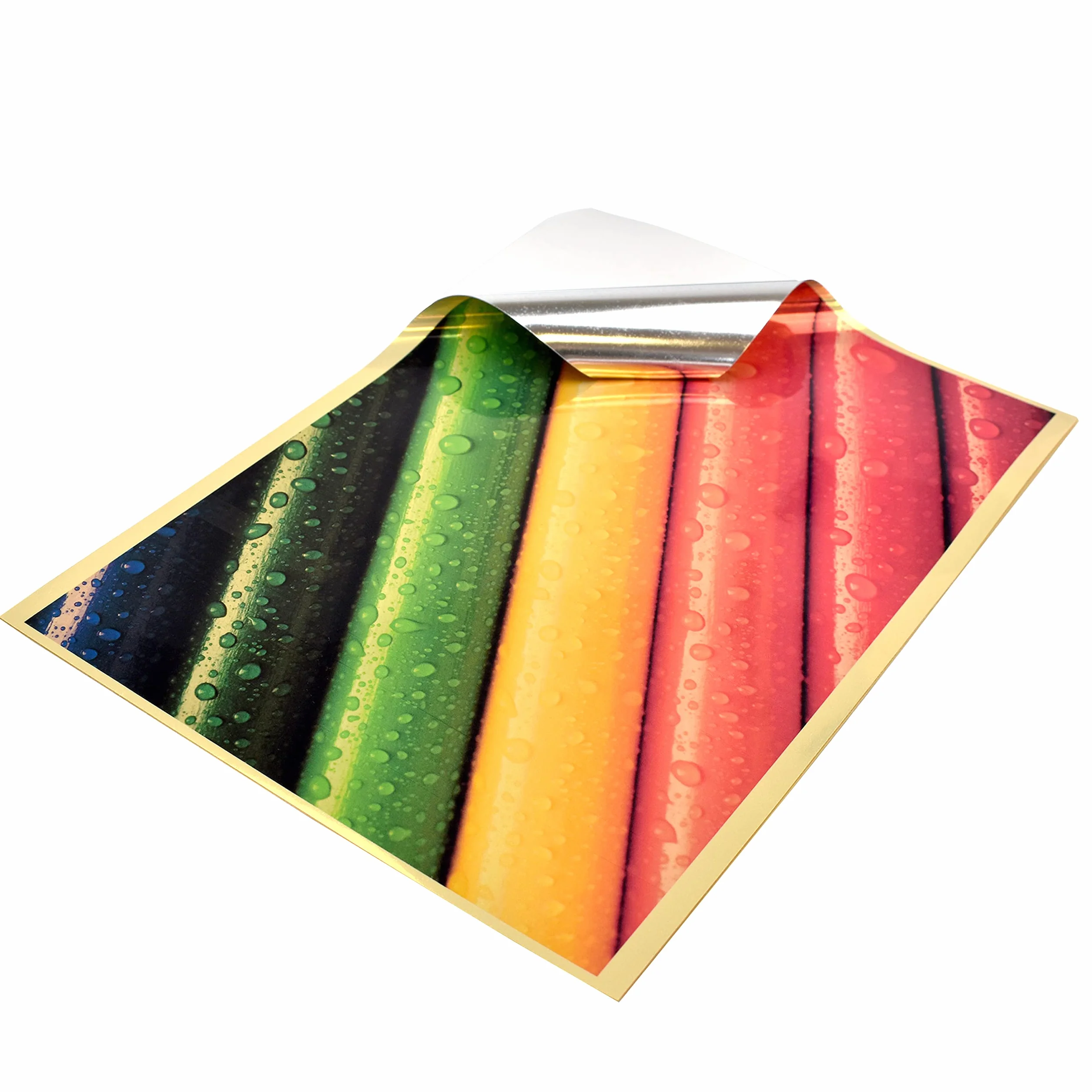 Papier autocollant vinyle doré brillant A4 imperméable pour imprimantes jet d'encre et laser 10 feuilles