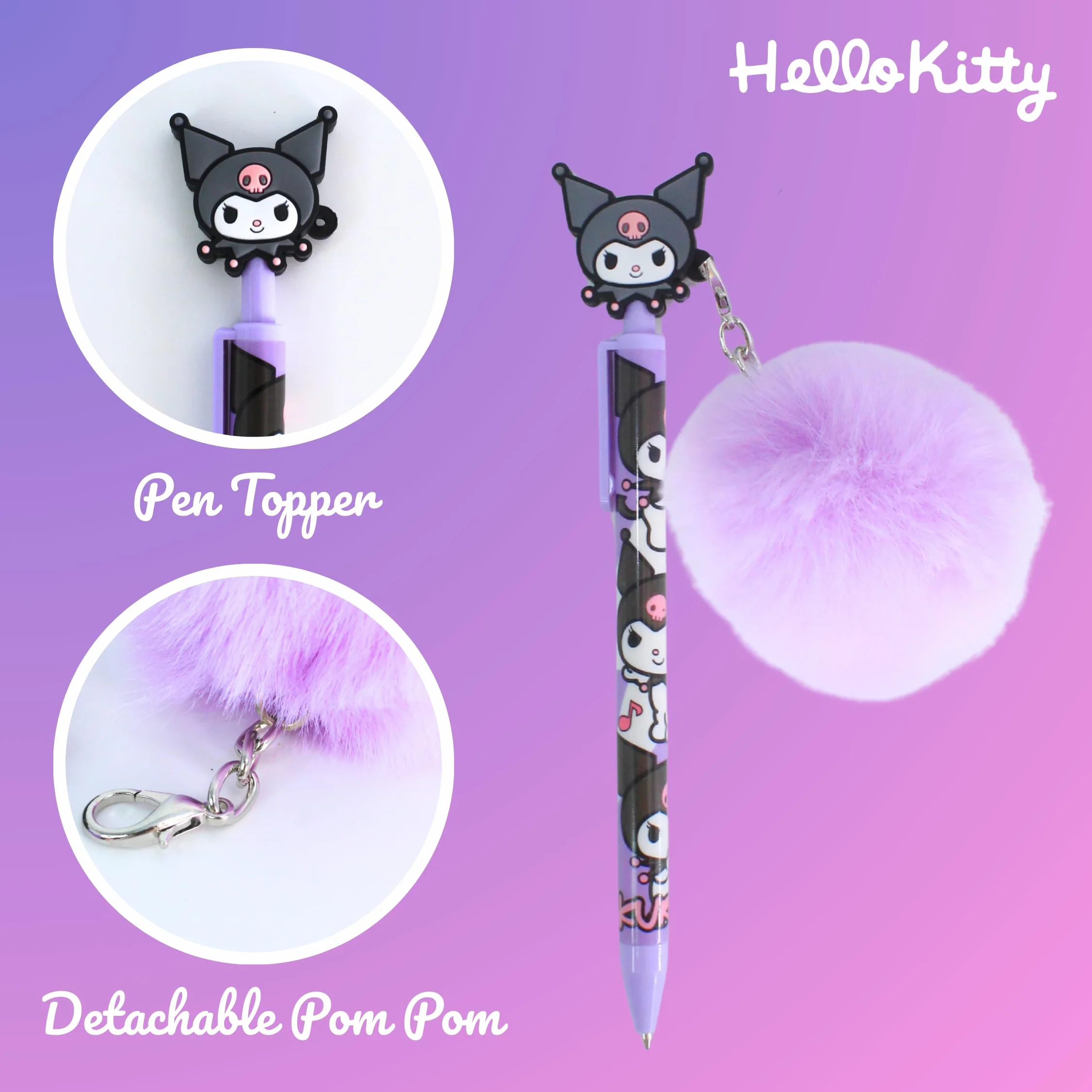 Hello Kitty Kuromi Coffret Papeterie Carnet Peluche Stylo Pompon Filles