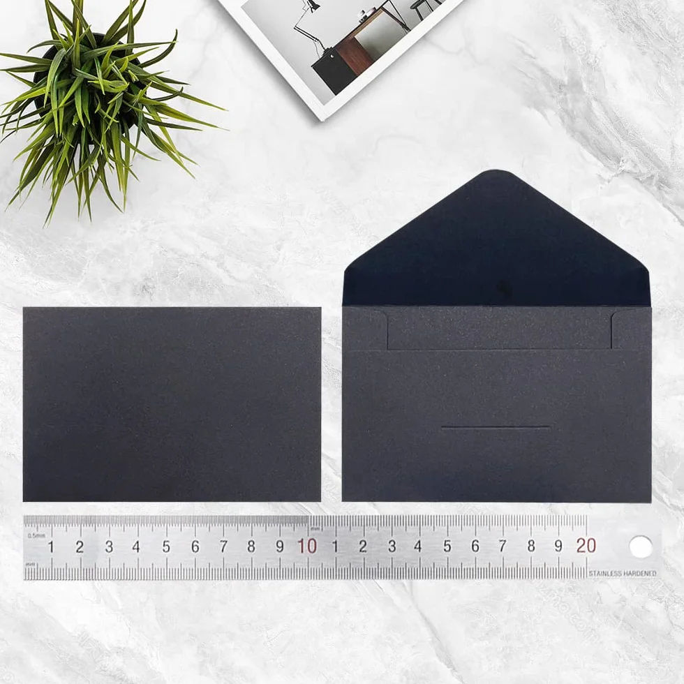 Lot de 80 Enveloppes Mini 10,5x6,8cm Noir Kraft pour Mariage Cartes